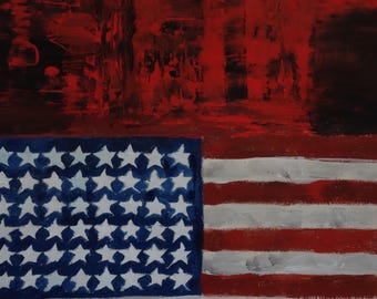 Perfect Abstract Expressionism Unique Painting, Flag, signed & stamped, Rare find, Contemporary art