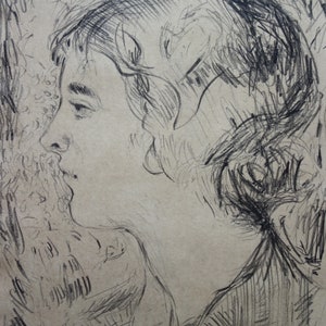 Fine early Expressionist, charcoal drawing – woman, Marked & Signed, Edvard Munch