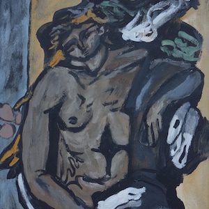 Fine art, Rare Cubist painting – portrait of a woman, signed, Georges Braque