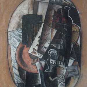 Fine art, Rare Cubist painting – still life, signed, Georges Braque