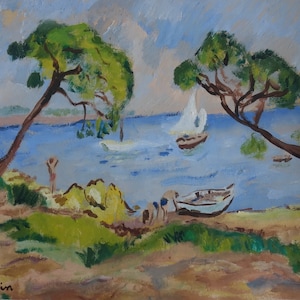 Fine Frech fauvist, gouache painting – landscape, Signed, --- Matisse era