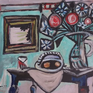 Notable bodegón cubista francés, época de Picasso Braque, firmado