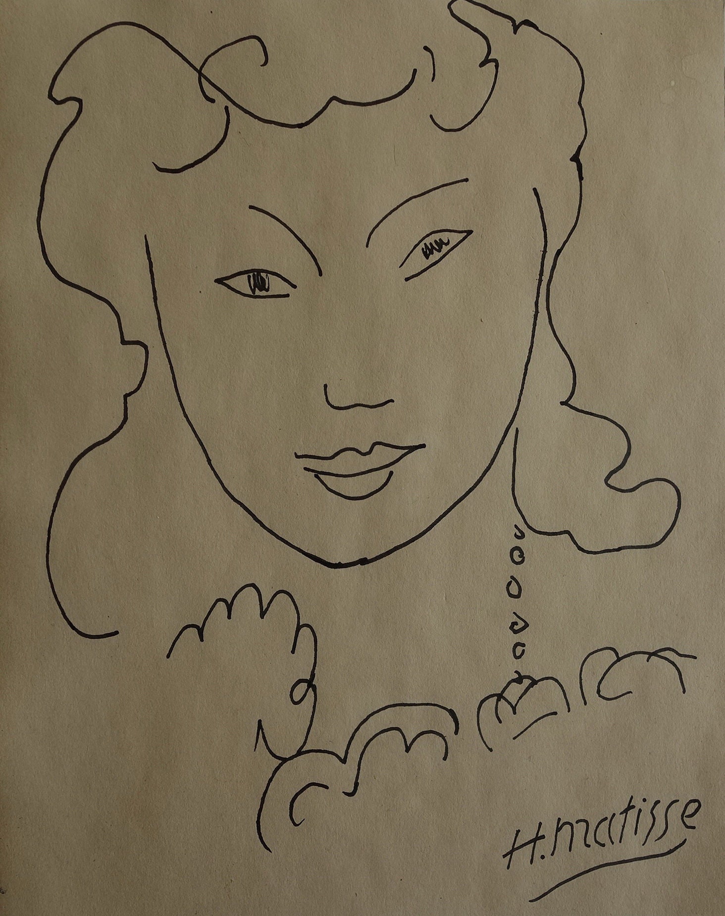 Interesting Fauvist ink drawing - study, Marked, signed, Henri Matisse, after