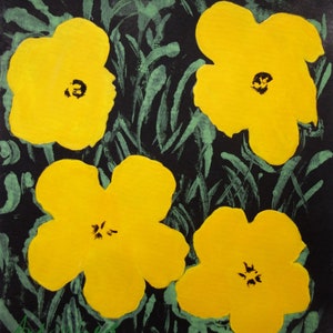 Fine unique Pop Art painting – flowers, signed, Andy Warhol