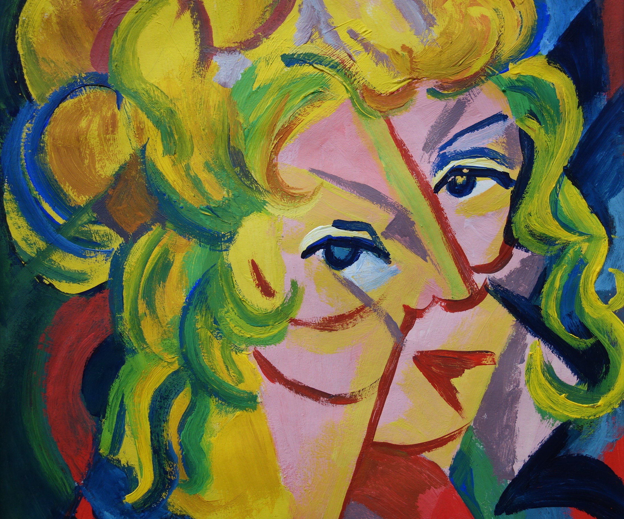 ピカソ時代の美しいキュビズムの女性の肖像画、署名入り - Etsy 日本