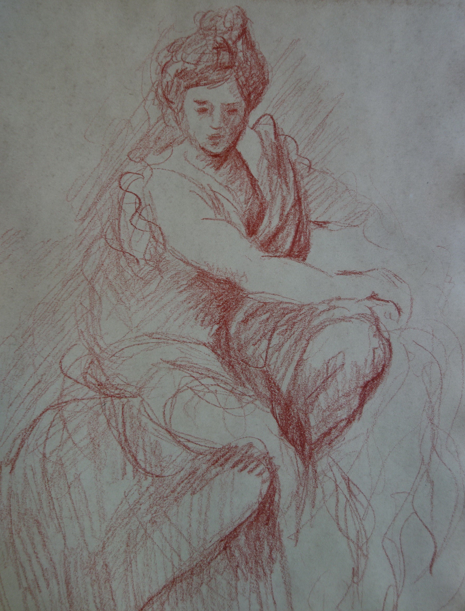 European Old Master Drawing - Nude, Charcoal Figure Study