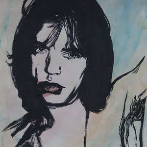 Fine unique Pop Art painting – Jaggerportrait, signed, Andy Warhol