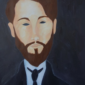 Feine moderne einzigartige Öl-Porträt-Malerei, signiert, Modigliani