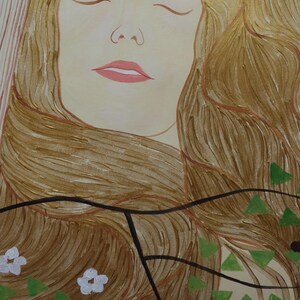 Fine art, Rare Secession painting – portrait of a woman, signed, Gustav Klimt