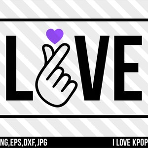 Liebe K-Pop lila Herz Finger - SVG Png Dxf Eps Jpg Cricut Silhouette BTS Shirt V Jungkook Jimin Suga Jin Namjoon J-Hope Oppa Armee Bangtan