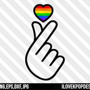K-Pop Herz Finger - Regenbogen Herz Liebe - SVG Png Dxf Eps Jpg Cricut Silhouette Shirt BTS Armee Blackpink exo nct Got7 MonstaX Liebe ist Liebe