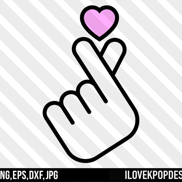 K-Pop Korean Heart Fingers - Pink Heart - SVG Png Dxf Eps Jpg Cricut Silhouette Shirt Gifts BTS Army Blackpink exo nct Got7 MonstaX Ateez 17