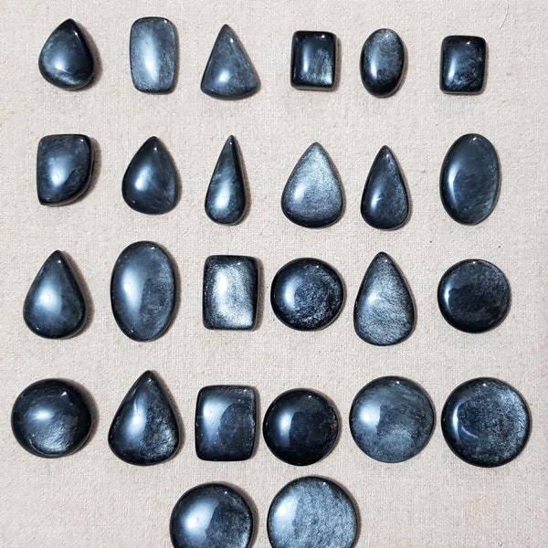 1 Piece Chatoyant Silver Sheen Obsidian Freeform Flat Back Gemstone Cabochon Multiple Choice Listing