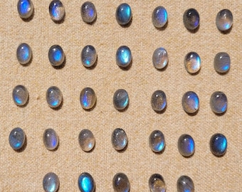 1 pièce 8x6mm Labradorite OVAL (Un minéral de feldspath) Iridescent Freeform Flat Back Gemstone Cabochon Liste à choix multiples