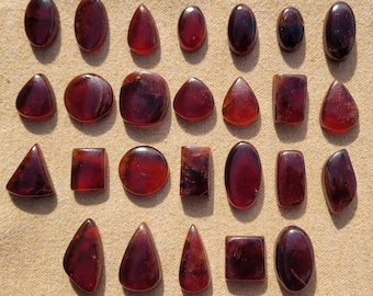 1 Piece Mozambique Garnet Hematite inclusion Freeform Flat Back Gemstone Cabochon Multiple Choice Listing