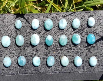 1 Piece 7-8mm Oval Round Larimar (variety of the silicate mineral pectolite) Freeform Flat Back Gemstone Cabochon Multiple Choice Listing