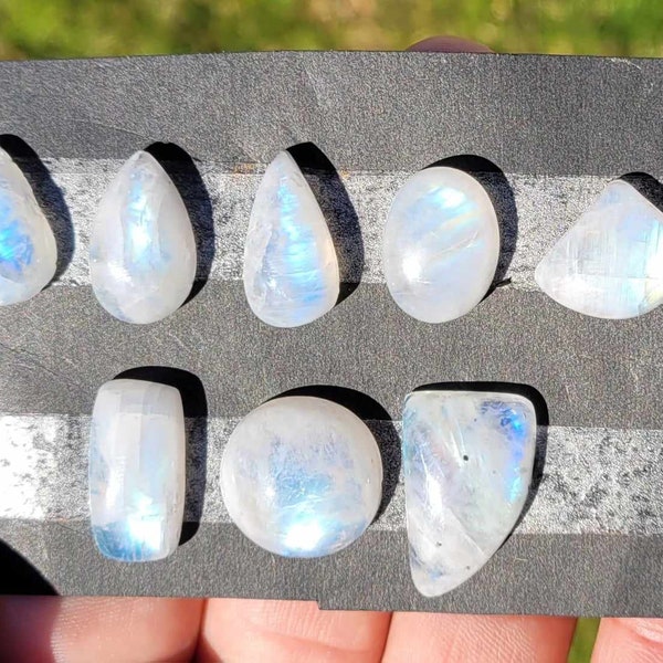 1 Piece 14-23mm Mix shape Moonstone (A Feldspar Mineral) Iridescent Freeform Flat Back Gemstone Cabochon Multiple Choice Listing