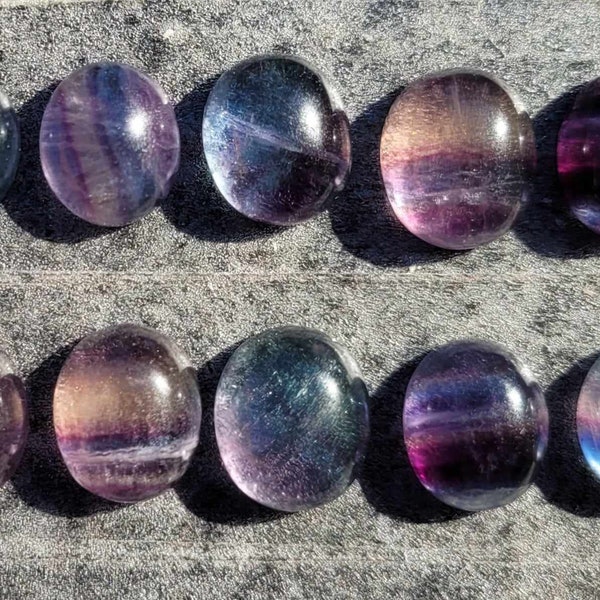 1 Piece 14-16mm Fluorite Crystal OVAL Flat Back Gemstone Cabochon Multiple Choice Listing