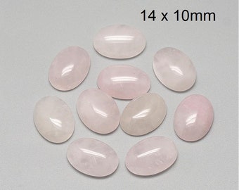 4 Pieces Rose Quartz Flat Back Oval Gemstone Cabochons 14x10mm