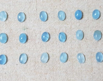 1 Piece 7x5mm Aquamarine (A Beryllium Aluminum Silicate) Oval Flat Back Gemstone Cabochon Multiple Choice Listing