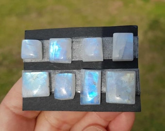 1 Piece 11-19mm Square Moonstone (A Feldspar Mineral) Iridescent Freeform Flat Back Gemstone Cabochon Multiple Choice Listing