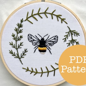 Little Bee PDF Embroidery Pattern