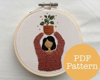 Plant Girl PDF Embroidery Pattern