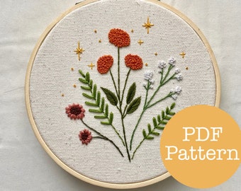 Flowers and Stars 2 PDF Embroidery Pattern