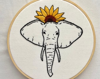 Elephant Embroidery Hoop Art