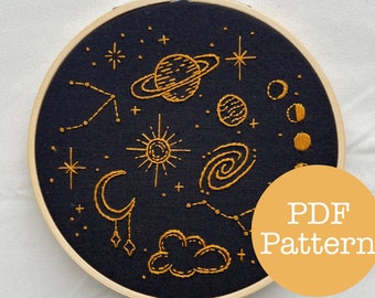 Space Planets Stars PDF Embroidery Pattern