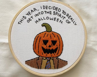 The Office Dwight Schrute Halloween Embroidery Art