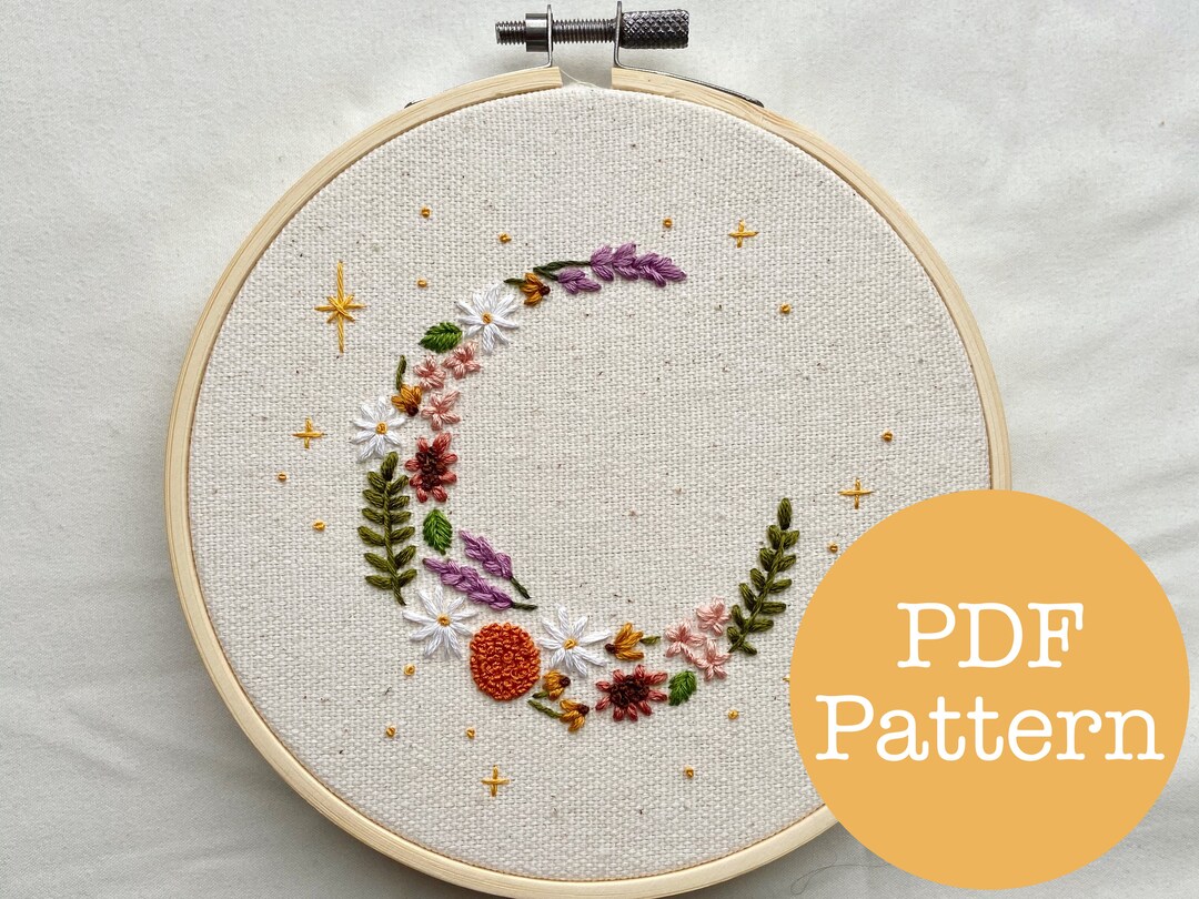 フラワームーン PDF 刺繍パターン - Etsy 日本