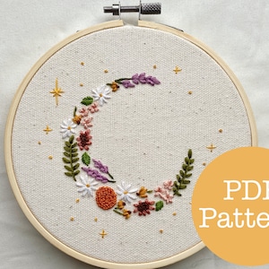 Flower Moon PDF Embroidery Pattern