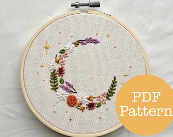 Flower Moon PDF Embroidery Pattern