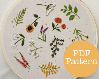 Motif de broderie PDF jardin fleuri