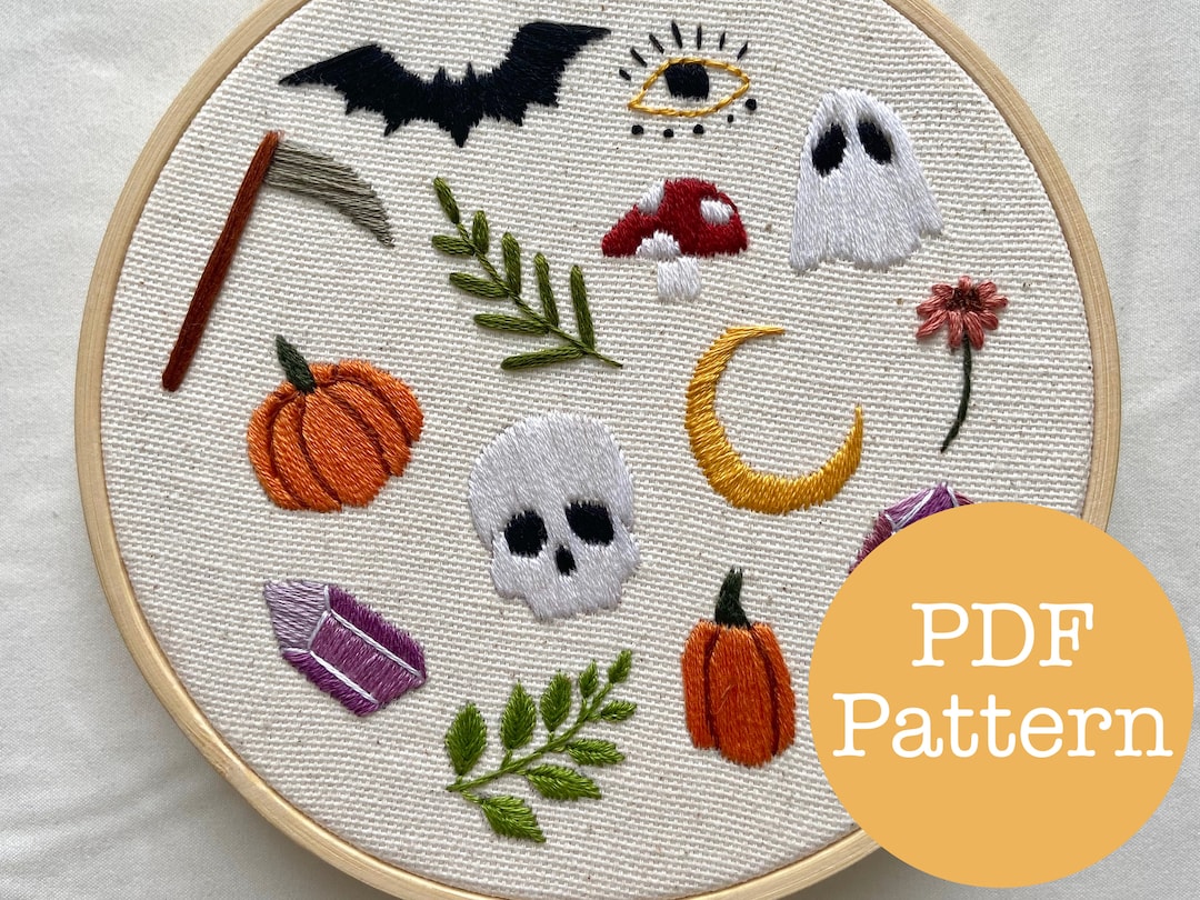 Halloween PDF Embroidery Pattern - Etsy halloween-pdf-embroidery-pattern-etsy