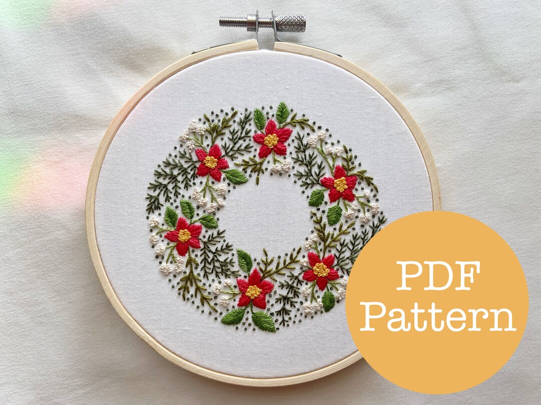 Christmas Wreath Holidays PDF Embroidery Pattern - Etsy