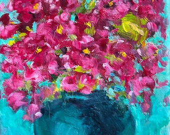 Original Floral Oil Painting on Canvas 5"x7": Still Life Fine Art