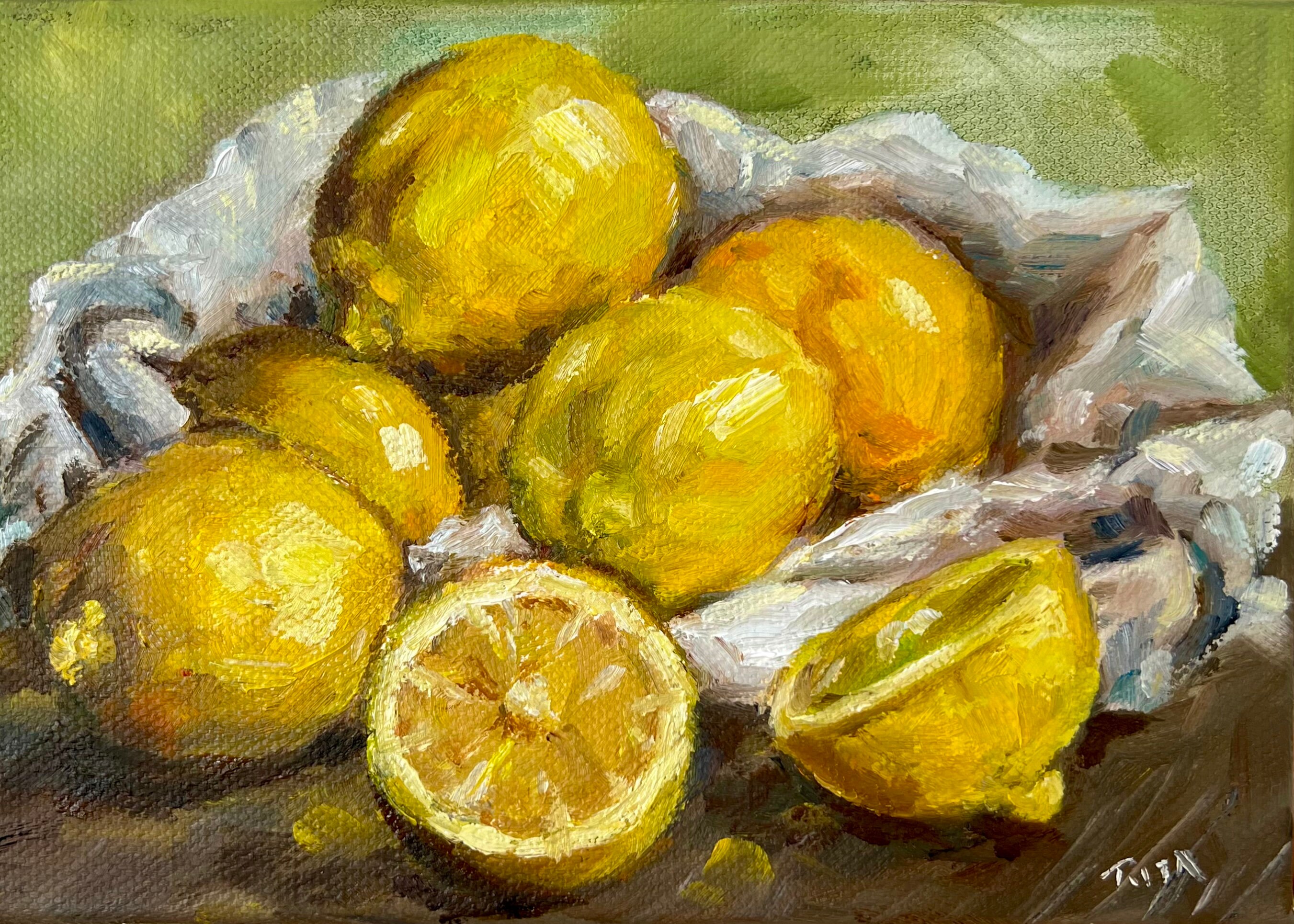 Pineapple Original Oil Painting Still Life by Nina R.aide Fine Art Fruit  Kitchen Art Small Painting Art Deco 