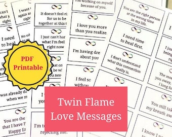 Twin Flame Love Messages: 100 PDF-afdrukbare kaarten, direct downloaden