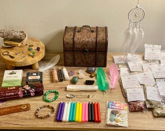 HUGE Witchcraft Kit 2 :White Sage, 25 Herbs, Candles, Crystals, Witch supplies, Pagan, Spells, White Magick