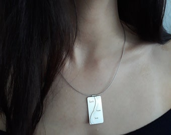 Sterling Silver Faith Hope Love Necklace - Christian Pendant