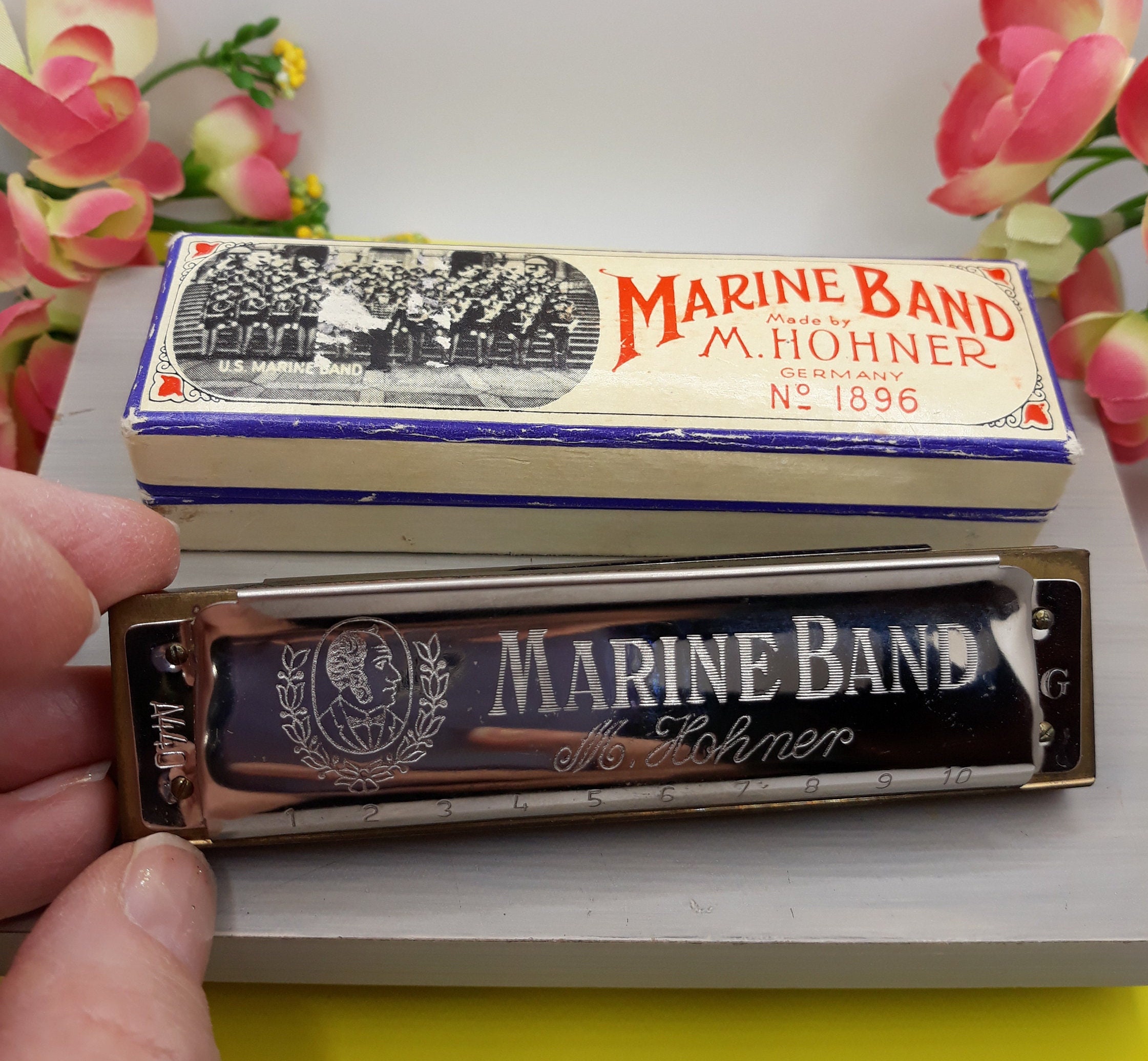 Vintage marine band cheap harmonica no 1896