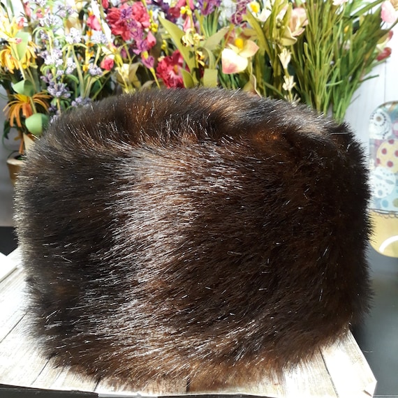 Russian Sable Faux Fur Pillbox Hat Donna Salyers W