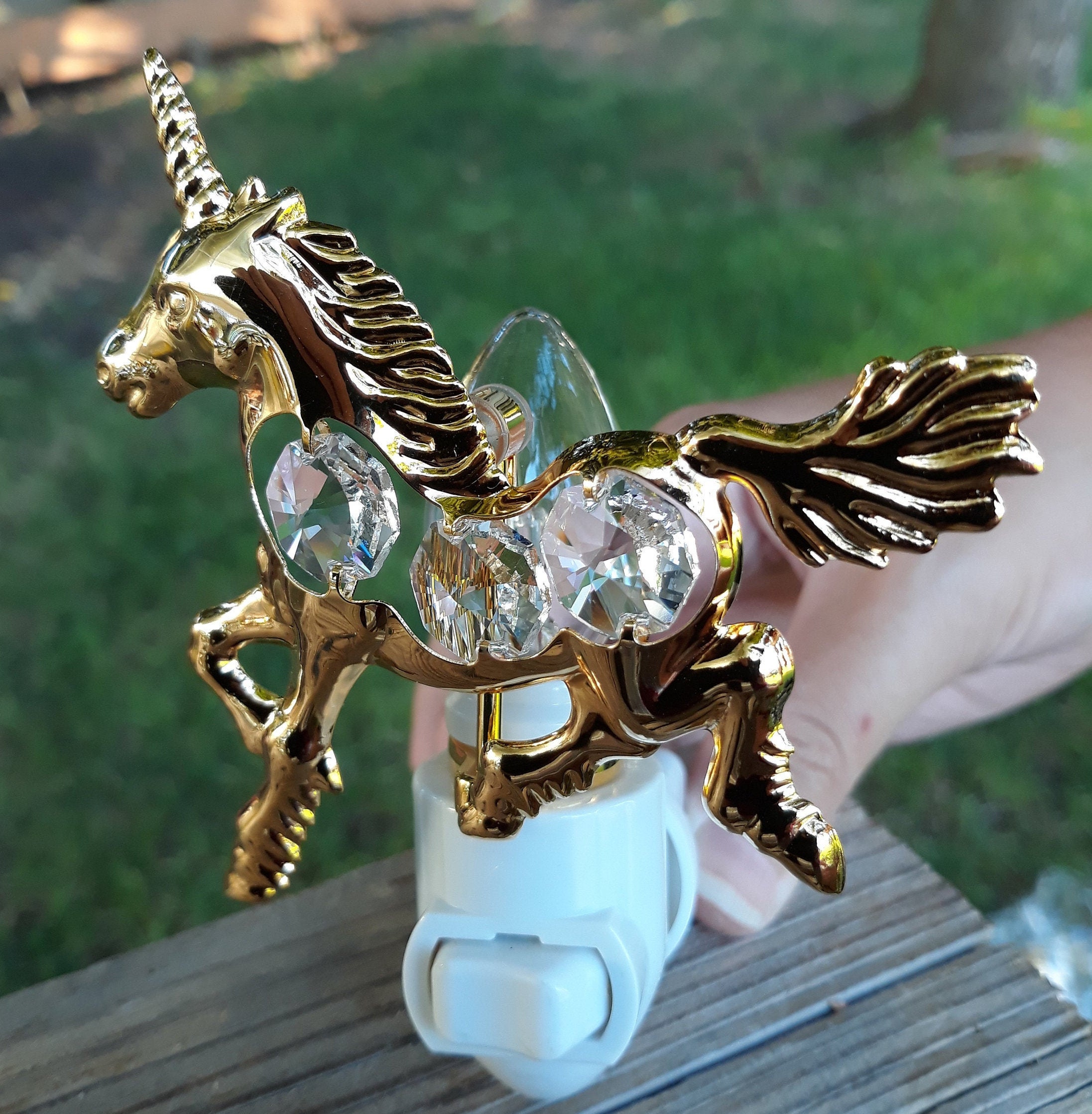 Unicorn Night Light Figurine Swarovski Crystal 24 Karat Gold Plated Unicorn Suncatcher Etsy UK