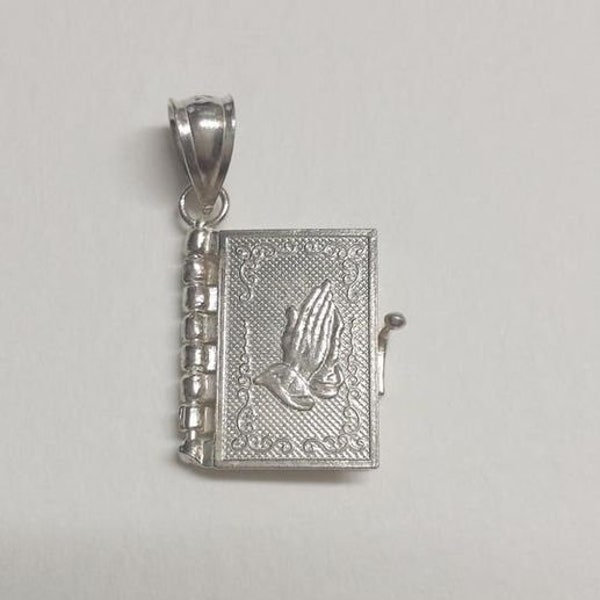 Lord's Prayer Bible Pendant Charm Sterling Silver Religious Charm with Articulated Pages Christmas Easter Resurrection