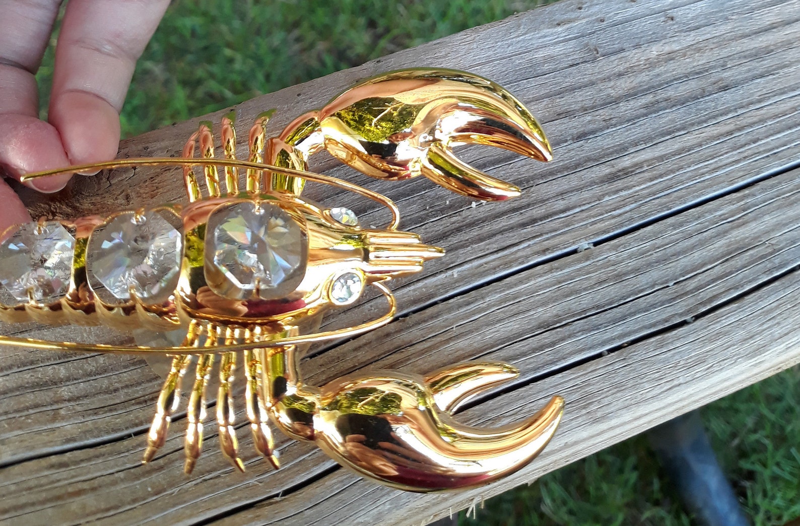Lobster Figurine Ornament Swarovski Crystal 24 Karat Gold Etsy