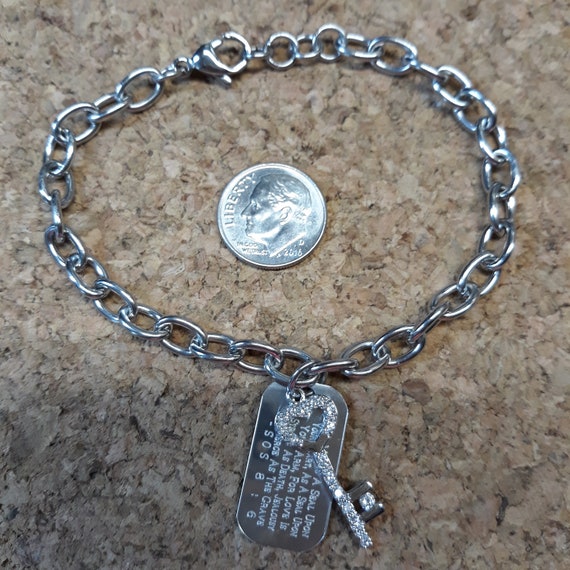 Dog Tag Charm May Crystal Sterling Silver Dog Tag Charm May Crystal Sterling Silver