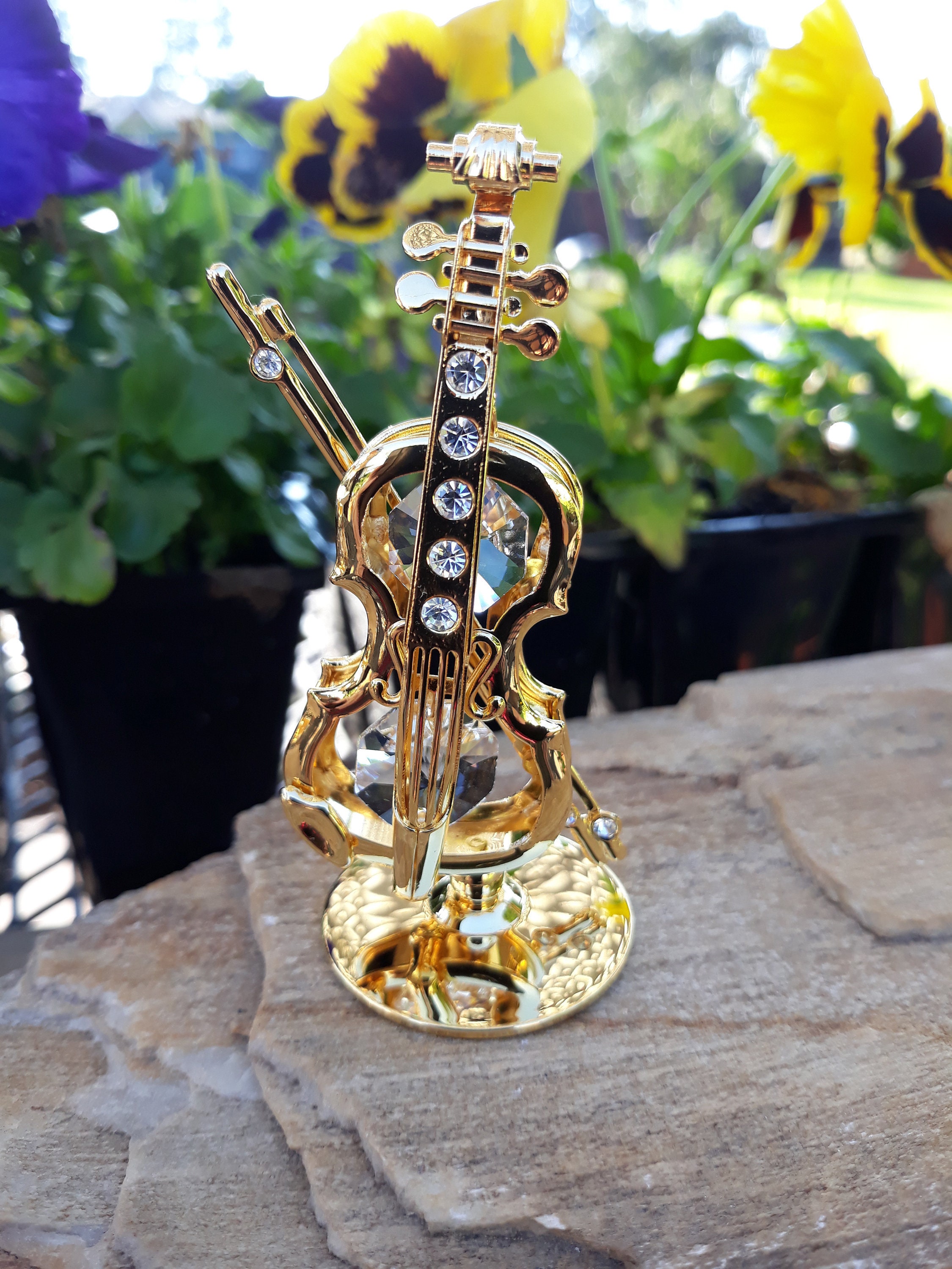 Violin Ornament Swarovski Figurine Karat Gold - Etsy