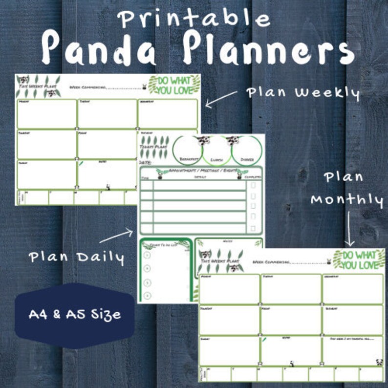 Printable Panda Planner Daily Weekly Monthly INSTANT Etsy